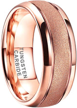 Load image into Gallery viewer, AMANOILE 6mm 8mm 18K Gold/Rose Gold Tungsten Carbide Rings for Men Women Wedding Bands Classic Domed Sandblasted Finish Comfort Fit