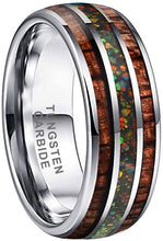 Load image into Gallery viewer, AMANOILE 8mm Tungsten Carbide Rings for Men Women with Galaxy Opal Stone and Koa Wood