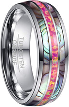 Load image into Gallery viewer, AMANOILE Men&#39;s 8mm Tungsten Carbide Ring Real Blue/Green Opal and Abalone Shell Wedding Engagement Ring Band