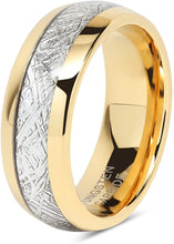 Load image into Gallery viewer, KAELLI 8mm Mens Wedding Bands Tungsten Gold Rings Comfort Fit Imitated Meteorite Inlaid