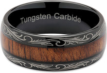 Load image into Gallery viewer, HATISHIA Tungsten Rings for Men Wedding Band Koa Wood Inlaid Dome Edge Comfort Fit