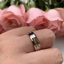 Load image into Gallery viewer, AMANOILE 6mm 8mm 18K Gold/Rose Gold Tungsten Carbide Rings for Men Women Wedding Bands Two Tones Beveled Edges Polished Shiny Comfort Fit