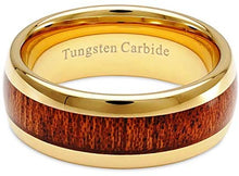 Load image into Gallery viewer, ASELLIA Tungsten Ring for Men Women Wedding Band Koa Wood Inlaid Gold Plated