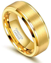 Load image into Gallery viewer, ASILLIA 6mm 8mm His and Her Matching Wedding Band Gold Tungsten Ring Band Brush Finish Scratch Resistan