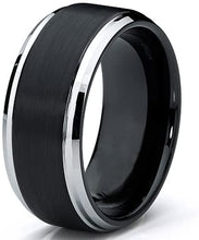 Load image into Gallery viewer, HATISHIA 9mm Black Two Tone Tungsten Carbide Men&#39;s Brushed Wedding Band Ring, Comfort Fit