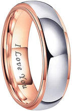 Load image into Gallery viewer, AMANOILE 4mm 6mm 8mm Rose Gold Tungsten Carbide Rings for Men Women Wedding Bands Two Tone Domed Stepped Edges Polished Comfort Fit
