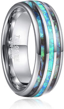 Load image into Gallery viewer, AMANOILE Men&#39;s 8mm Tungsten Carbide Ring Real Blue/Green Opal and Abalone Shell Wedding Engagement Ring Band