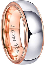 Load image into Gallery viewer, AMANOILE 4mm 6mm 8mm Rose Gold Tungsten Carbide Rings for Men Women Wedding Bands Two Tone Domed Stepped Edges Polished Comfort Fit