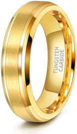ASILLIA 6mm 8mm His and Her Matching Wedding Band Gold Tungsten Ring Band Brush Finish Scratch Resistan