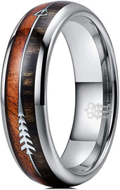CAVANI 6mm 8mm Koa Zebra Wood Arrows Inlay Tungsten Wedding Rings Vikings Hunting Bands for Men Women