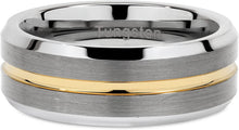Load image into Gallery viewer, CAVANI Tungsten Rings for Men Two Tone Silver Wedding Bands Gold Grooved Matte Finish Size 6-16