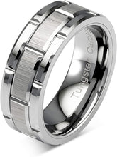 Load image into Gallery viewer, VERRA Tungsten Rings for Men Wedding Band Silver Brick Pattern Brushed Engagement Promise tungsten